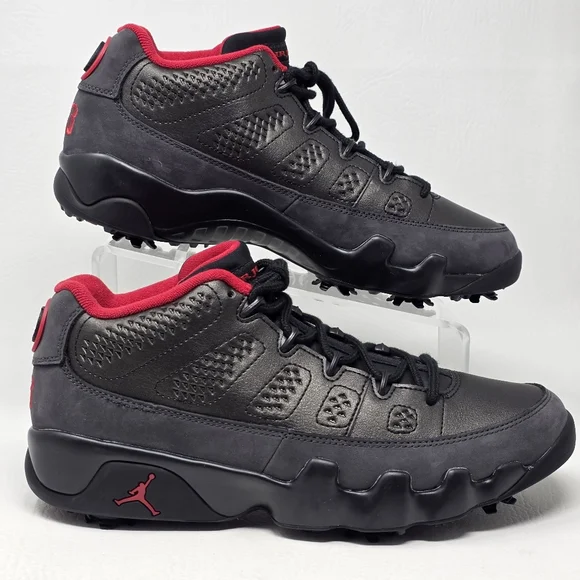 Nike Air Jordan 9 Low Golf Charcoal Men Sz 10.5 Black True Red Shoes FJ5934-002